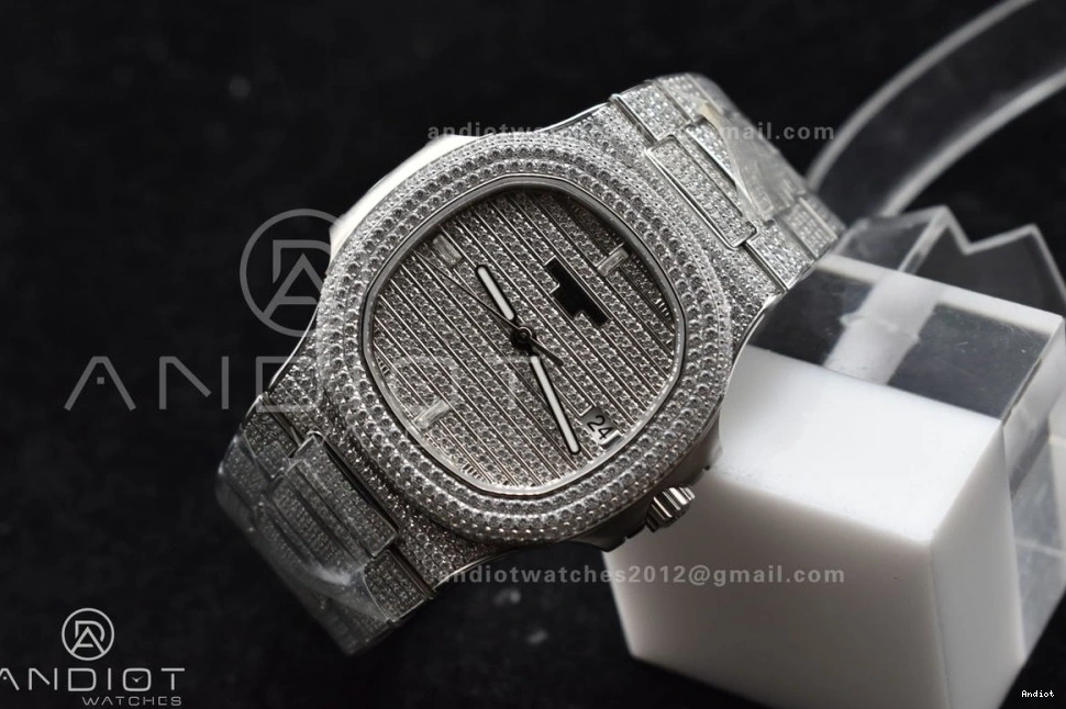 Full 5711 SS A324 Bezel Nautilus Dial Diamonds on TWF Diamonds Bracelet & 0328